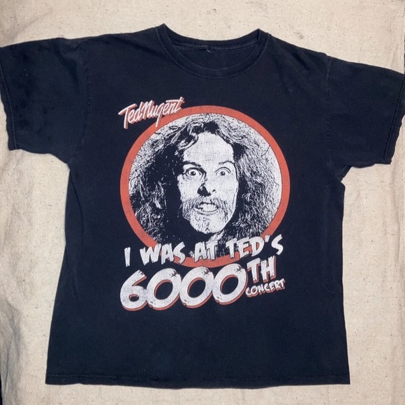 Ted Nugent 6000th Detroit Rock Tee Concert 2008 Black T-Shirt Size L Men’s Faded - Picture 3 of 9